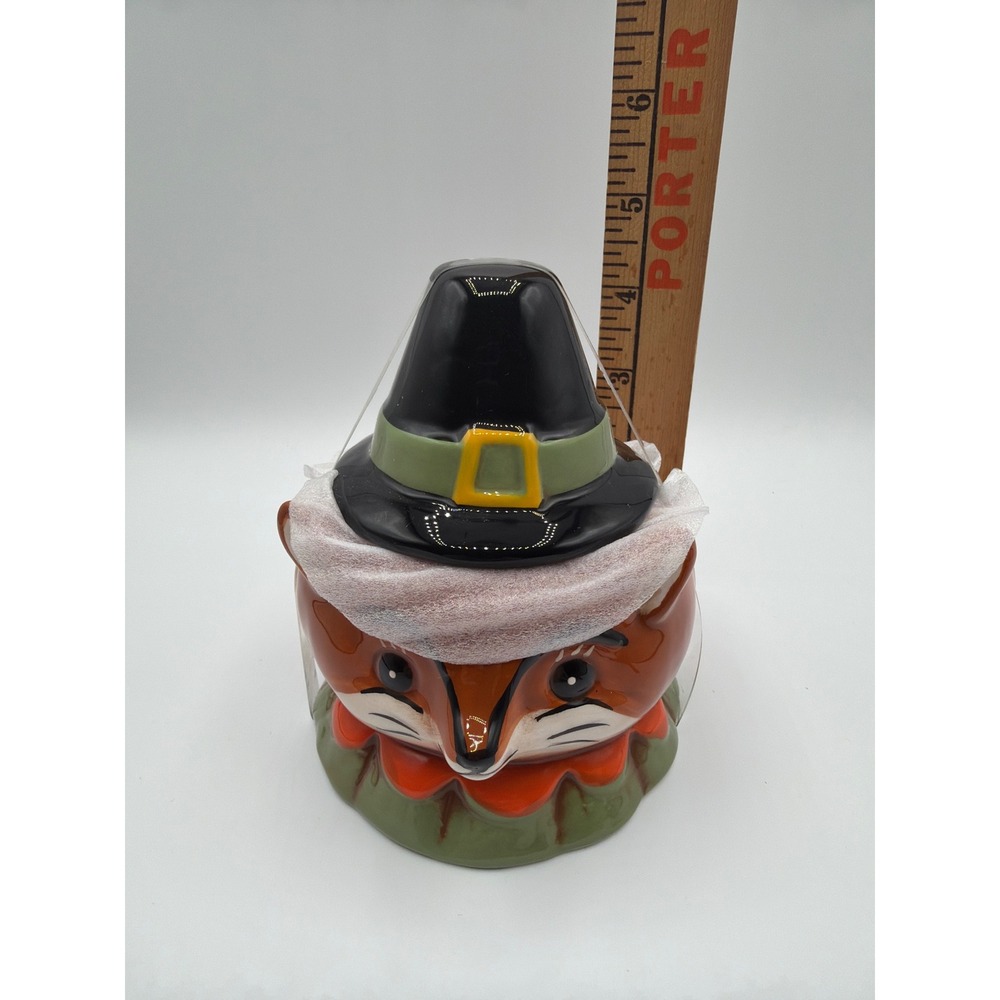 Johanna Parker Pilgrim Fox Canister 5" Thanksgiving Fall Harvest